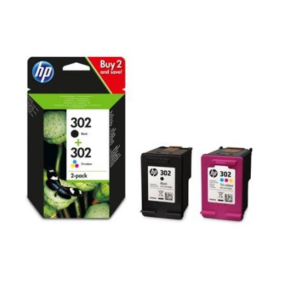 X4D37AE Tintapatron multipack DeskJet 2130 nyomtatóhoz, HP 302, fekete, színes, 190+165 oldal